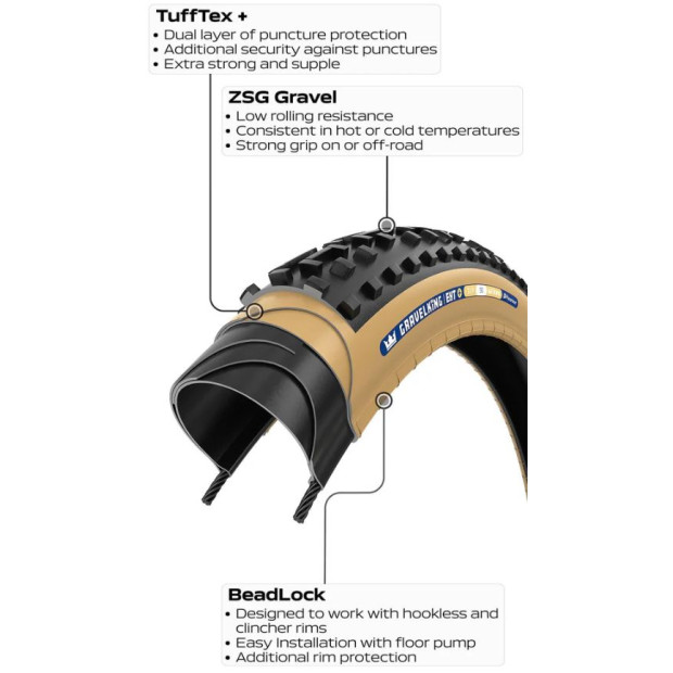 Pneu Gravel Panaracer GravelKing EXT1+ TLR 700x38C