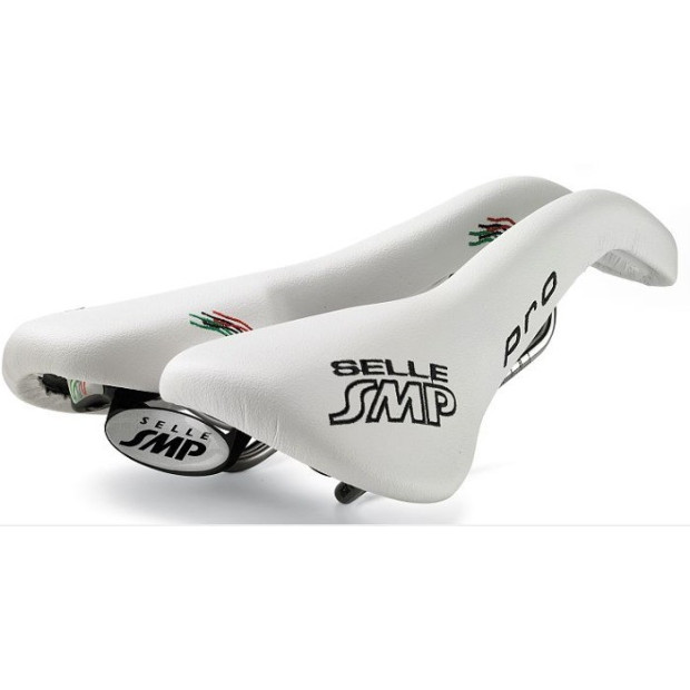 Selle SMP Pro 148x278mm Rails Inox - Blanche