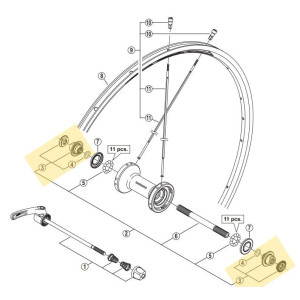 Contre-Ecrous Shimano Y49U98020 pour Roue Avant WH-RS21