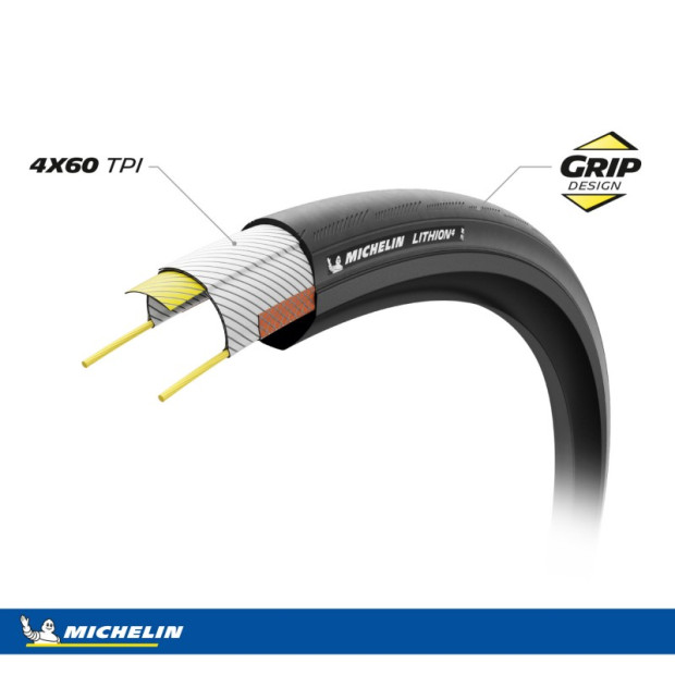 Pneu Route Michelin Lithion 4 TS 700x25 Noir/Beige