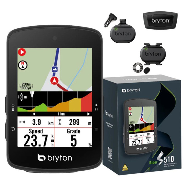 Compteur Vélo GPS Bryton Rider S510 E + Pack Capteurs