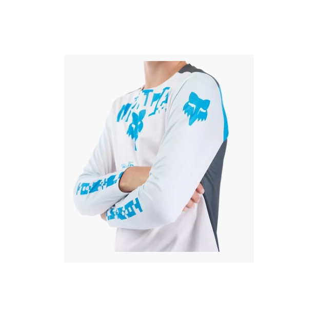 Maillot VTT Manches Longues Enfant Fox Ranger Digi Image - Blanc / Bleu