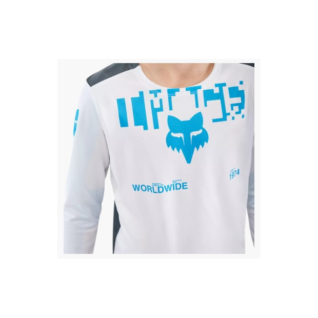 Maillot VTT Manches Longues Enfant Fox Ranger Digi Image - Blanc / Bleu