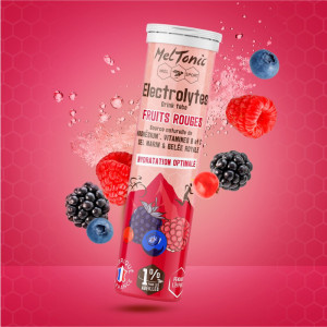 Boisson Energétique Meltonic Electrolytes Fruits Rouges x10 Pastilles