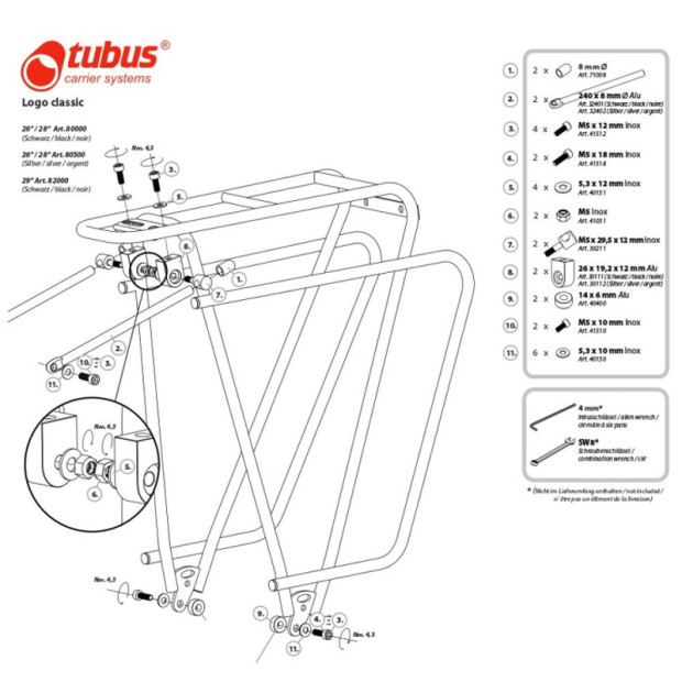 Porte-bagage Tubus Logo Classic Noir