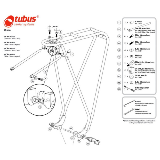 Porte-Bagage Tubus Disco 28' Noir