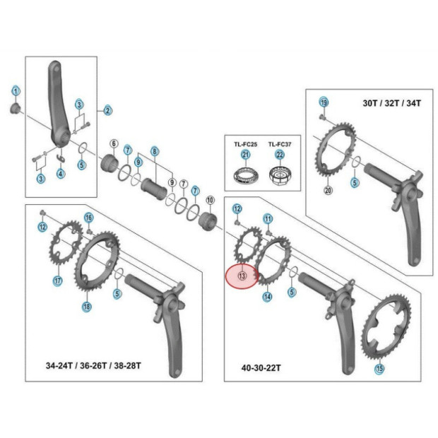 Plateau intérieur Shimano Deore XT FC-M8000 - 22 dents