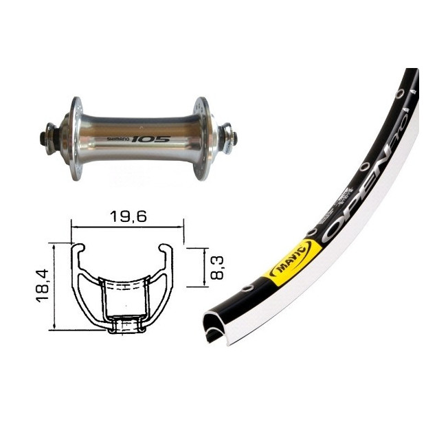 Roue avant Shimano 105 / Mavic Open Pro  