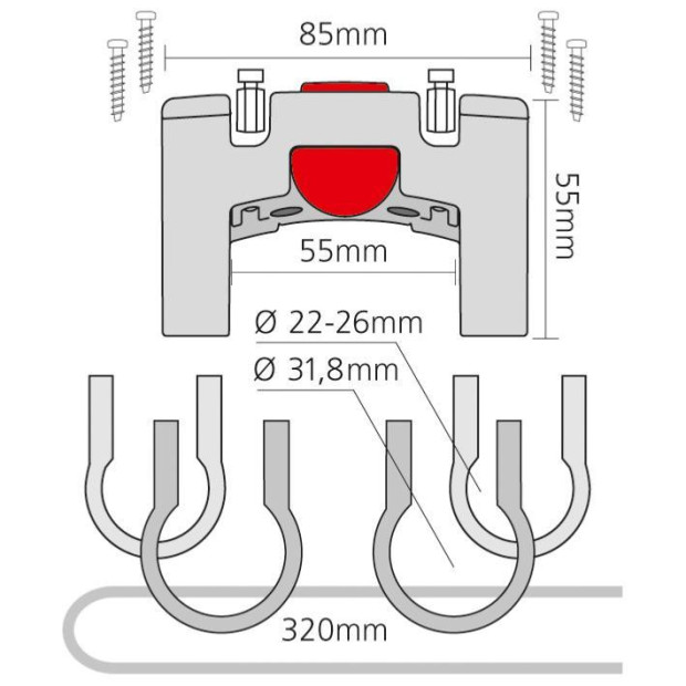 Fixation cintre avec collier KlickFix OS 22/26mm-31,8mm - 0211U