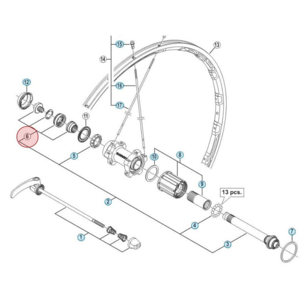 Contre-Ecrou d'Axe de Roue Arrière Shimano WH-6800-Ar