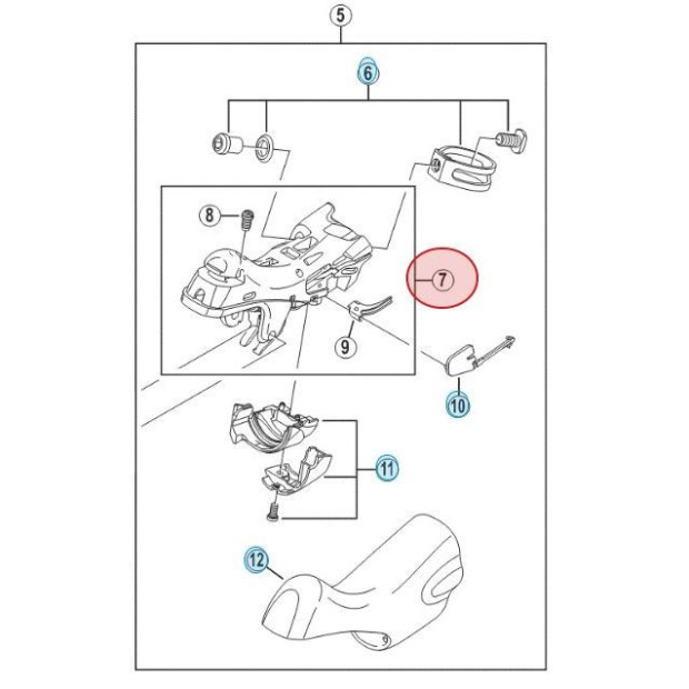 Corps de Manette de Dérailleur et Frein Shimano ST-6800 - Droit