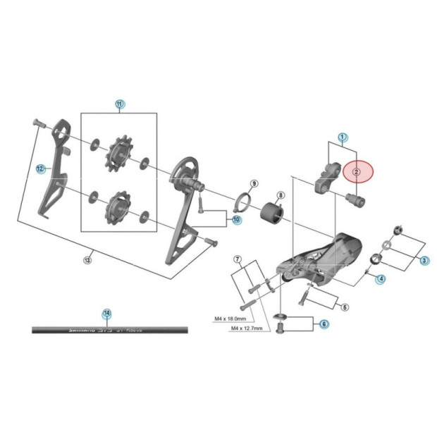 Axe B pour Dérailleur Arrière Shimano Ultegra RD-R8000 - Direct Mount