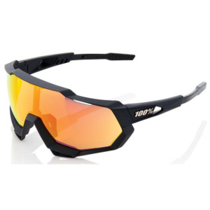Lunettes 100% Speedtrap Noir Mat Soft Tact / Verre HiPER Rouge Multicouche