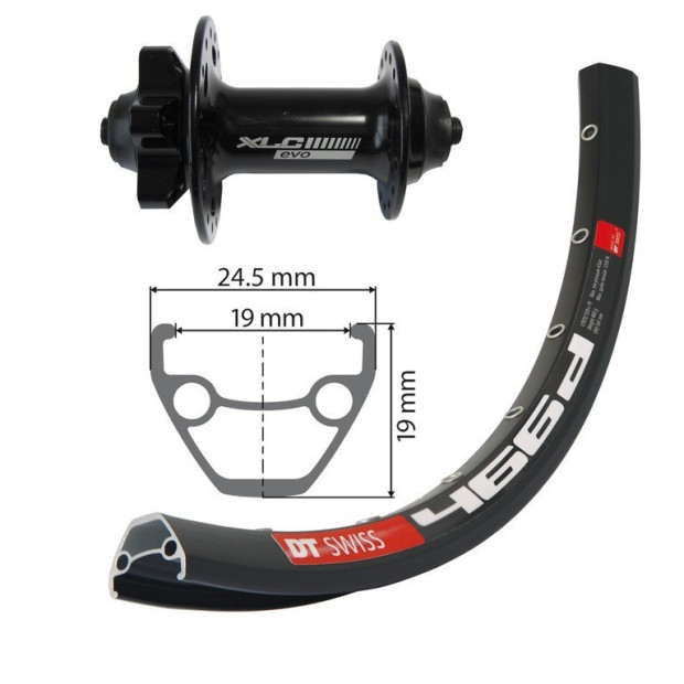 Roue Avant VTT DT Swiss 466D 27,5" Moyeu XLC Evo