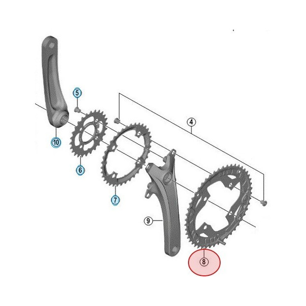 Plateau Extérieur Shimano Acera FC-T3010 - 44 Dents