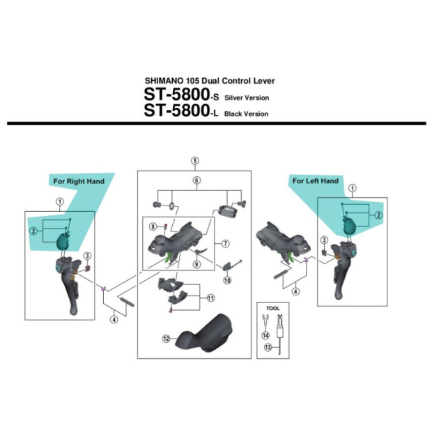 Capot frontal Shimano 105 ST5800 - [x1]