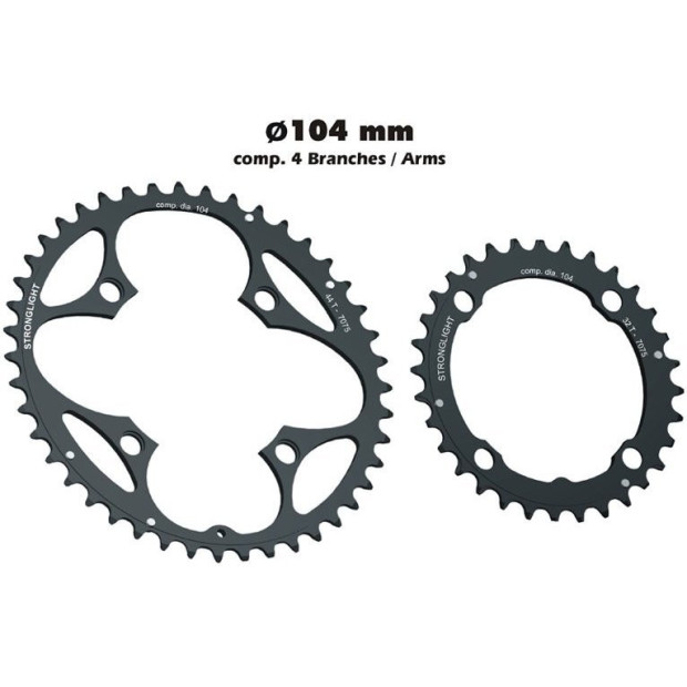 Plateaux Extérieur VTT Stronglight Type S 4 branches 104mm (triple en 2x9)