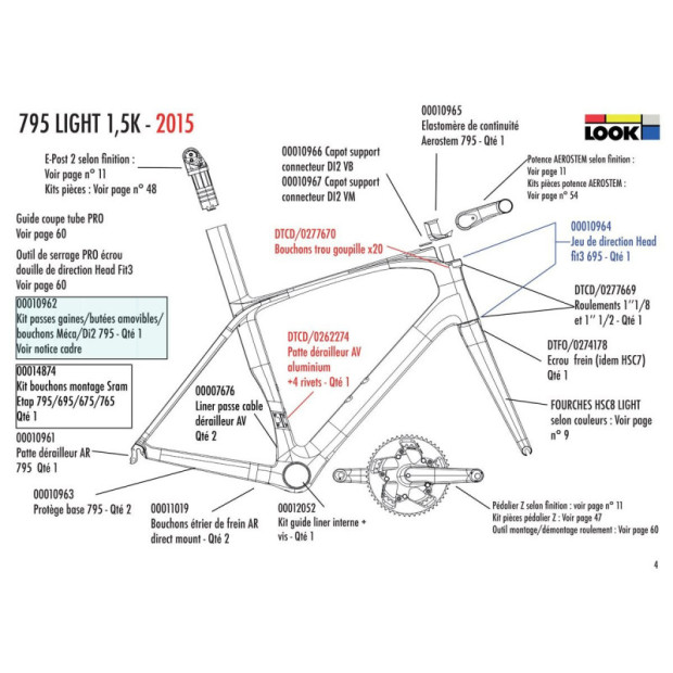 Kit passes Gaines Butées amovibles Bouchons pour Cadre Look 795 - [00010962]