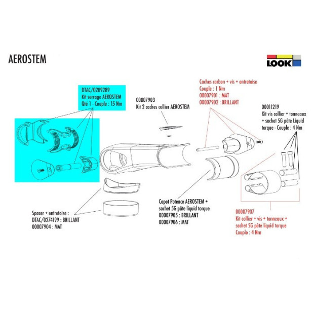 Kit de serrage Look C-Stem Version 2 Aerostem