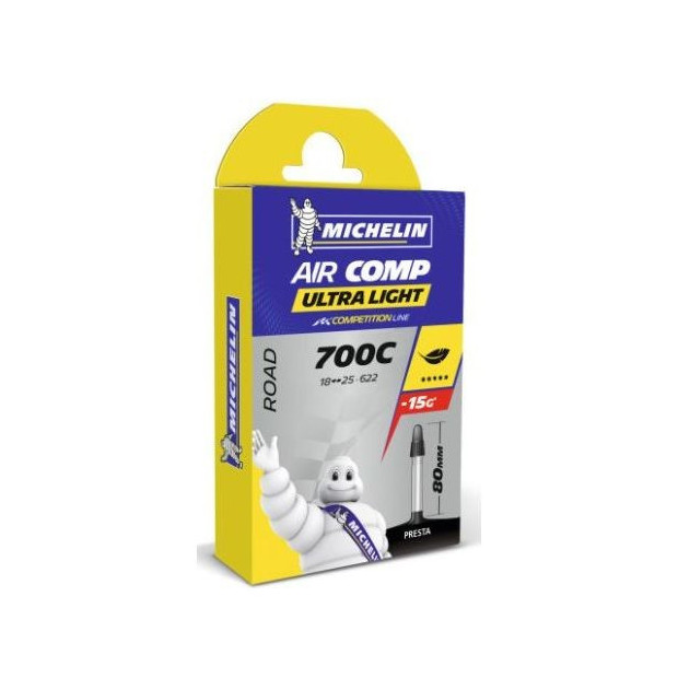 Chambe à Air Michelin Aircomp Ultralight 700x18/25C Presta 80mm